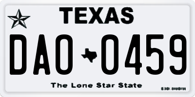 TX license plate DAO0459