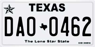 TX license plate DAO0462