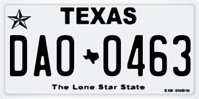 TX license plate DAO0463