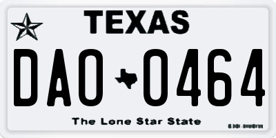 TX license plate DAO0464