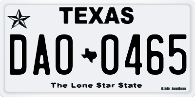 TX license plate DAO0465