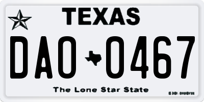TX license plate DAO0467