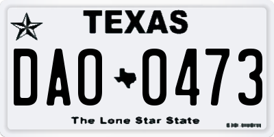 TX license plate DAO0473