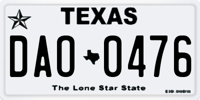 TX license plate DAO0476
