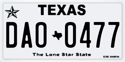 TX license plate DAO0477