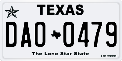 TX license plate DAO0479