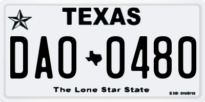 TX license plate DAO0480