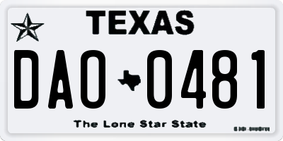 TX license plate DAO0481
