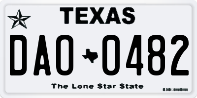 TX license plate DAO0482