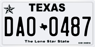 TX license plate DAO0487