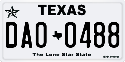 TX license plate DAO0488