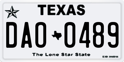 TX license plate DAO0489