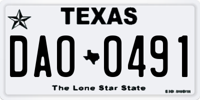 TX license plate DAO0491