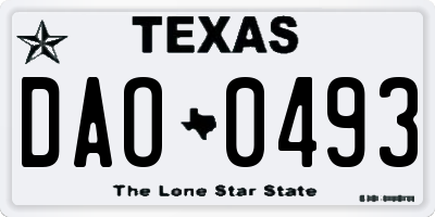 TX license plate DAO0493