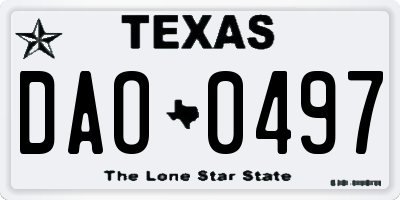 TX license plate DAO0497