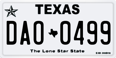 TX license plate DAO0499