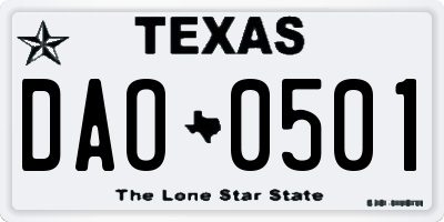 TX license plate DAO0501