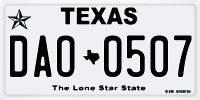 TX license plate DAO0507