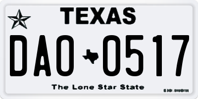 TX license plate DAO0517