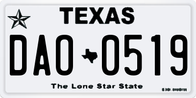 TX license plate DAO0519