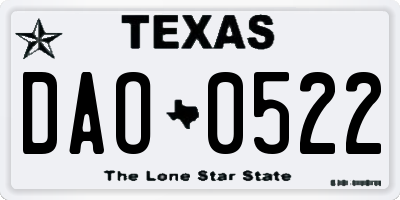 TX license plate DAO0522