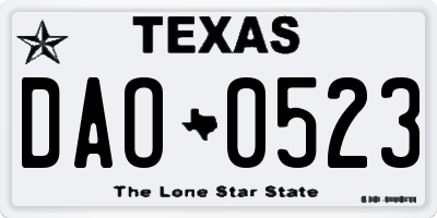 TX license plate DAO0523