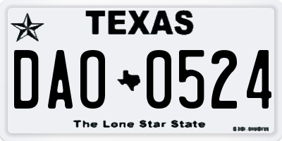 TX license plate DAO0524