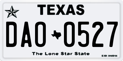 TX license plate DAO0527
