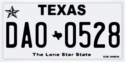 TX license plate DAO0528