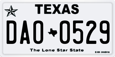 TX license plate DAO0529