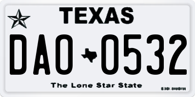 TX license plate DAO0532
