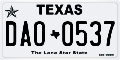TX license plate DAO0537