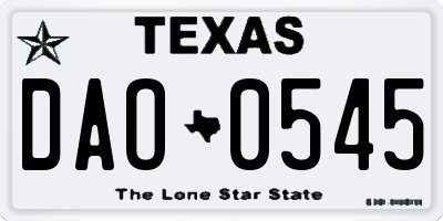 TX license plate DAO0545