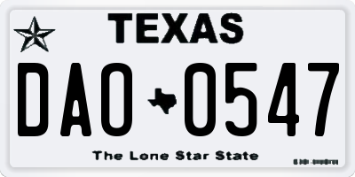 TX license plate DAO0547