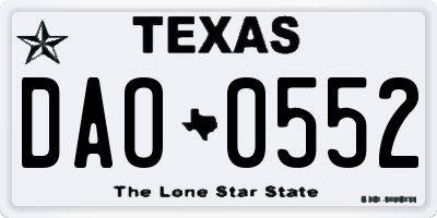 TX license plate DAO0552