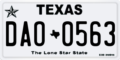 TX license plate DAO0563