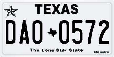 TX license plate DAO0572