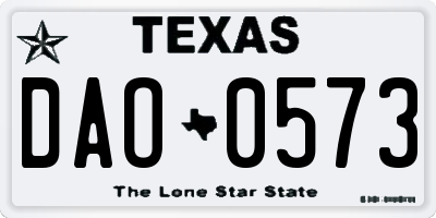 TX license plate DAO0573