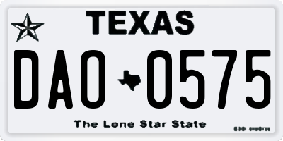 TX license plate DAO0575