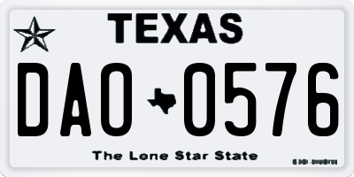 TX license plate DAO0576