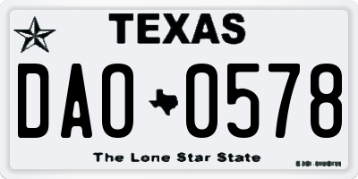 TX license plate DAO0578