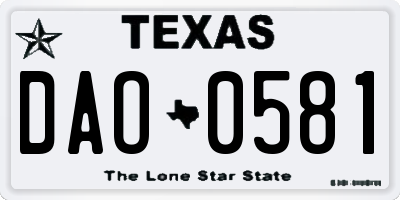 TX license plate DAO0581