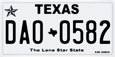 TX license plate DAO0582