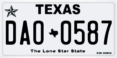 TX license plate DAO0587
