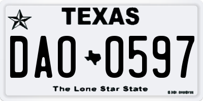 TX license plate DAO0597