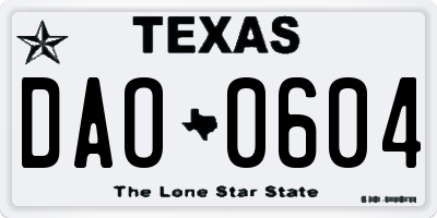 TX license plate DAO0604
