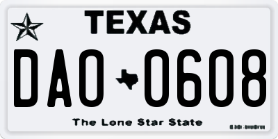 TX license plate DAO0608