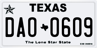 TX license plate DAO0609