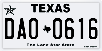 TX license plate DAO0616