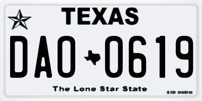 TX license plate DAO0619
